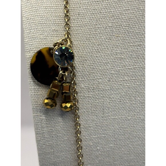 J. Crew Long Multicolor Brulee Rhinestone Tortoise Shell Copper Bead Necklace - Picture 2 of 10